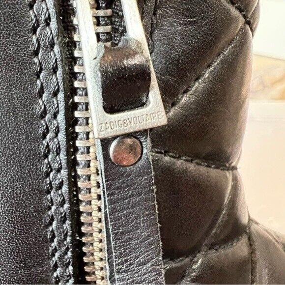 Zadig & Voltaire Black Quilted Ankle Boots - Picture 12 of 13